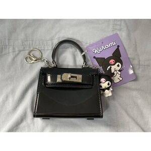 NEW Sanrio Hello Kitty Kuromi Black Mini Purse Bag Plastic w/ Keychain & Toy